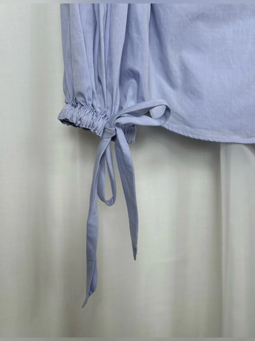 Banana Republic Riley Shirt Purple Lavender Puff Sleeve Tie Cuff Button Blouse 6